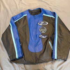 1990’s Italian Leather Racing motorcycle Jacket Size 4XL